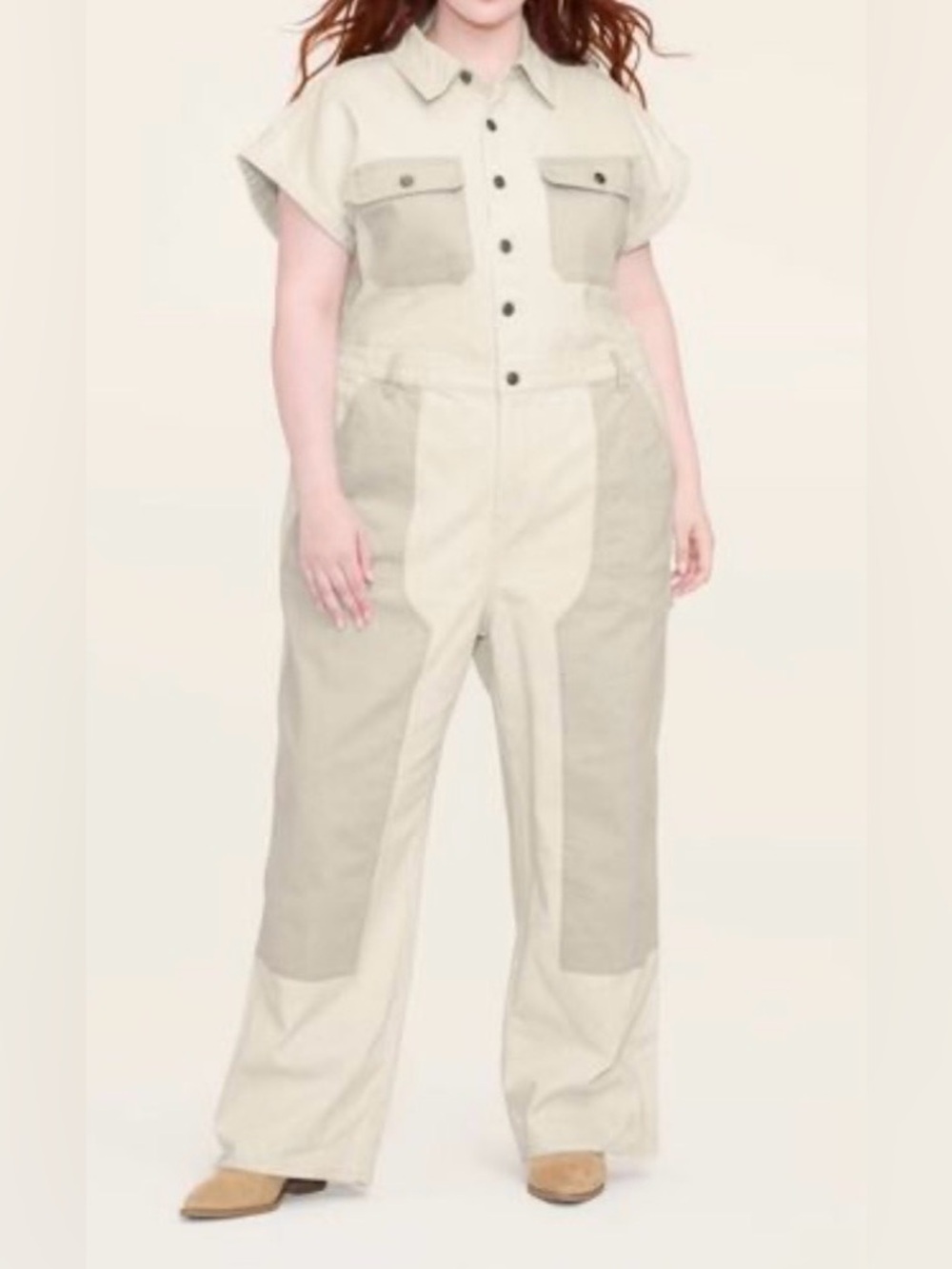 The Woolrich × Target Women's Short Sleeve Western Jumpsuit in Cream Size 14 NWT